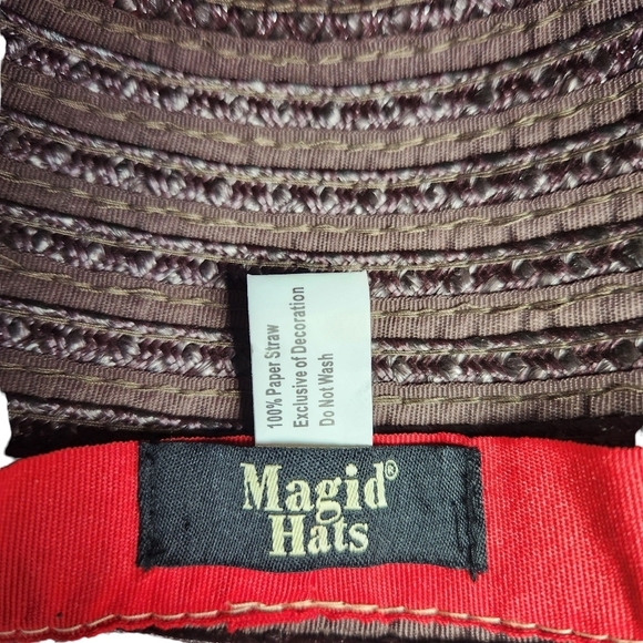 Magid Hats Paper Straw Floppy Sun Beach Shade Purple Eggplant Wide Brim One Size - Picture 9 of 11